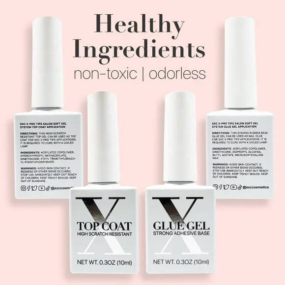 Cosmetics French Tip Press On Nails Pink Series, Small Coffin X-Pro Tips Starter - Picture 9 of 9